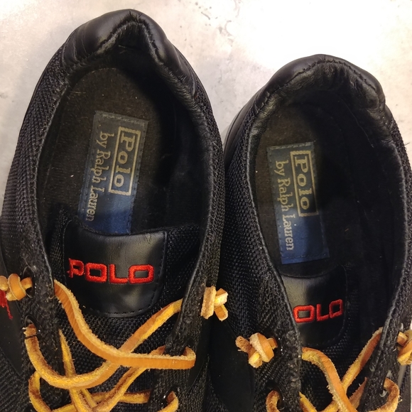 Polo Ralph Lauren Men's SZ 7 Hanford NE Sneakers. Black Leather & Canvas Shoes. - Picture 9 of 10